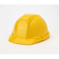 Yellow safety hard hat with wide brim