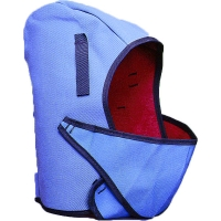 Flame-retardant linesman style hard hood in light blue with dark face opening