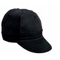 Kromer cotton welder cap, dark black with short brim and stitched front panels