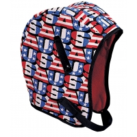 American flag patterned hard hat with fabric cover, red and blue
