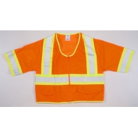 ANSI Class 3 mesh safety shirt, orange with reflective stripes, short sleeves