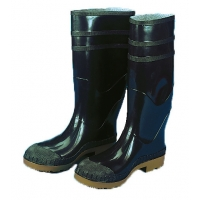 16-inch black PVC work boots with tall shaft and slip-on design