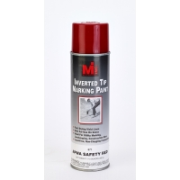 Aerosol spray paint can with red cap and white label