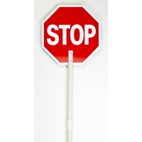 Non-reflective STOP traffic paddle sign with 81 on pole