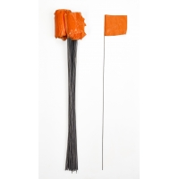 Orange wire marking flag with rectangular flag and thin wire leads
