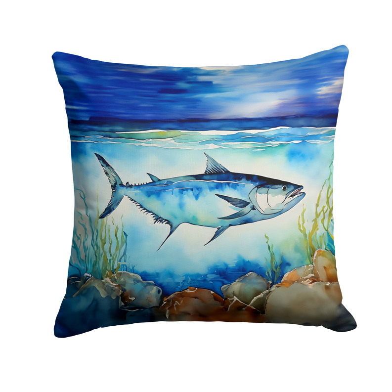 Square fabric pot holder with blue trout print in water scene