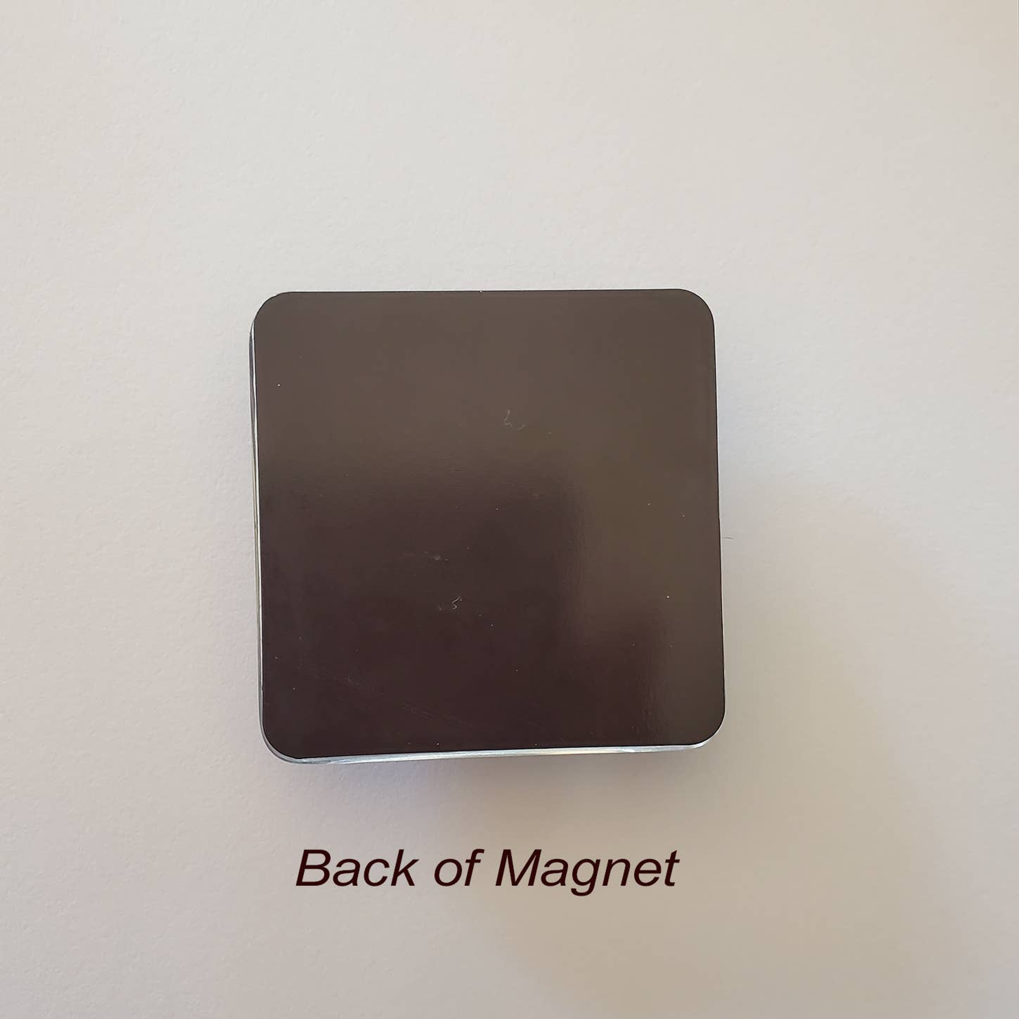 Square dark back of acrylic glass magnet with rounded corners
