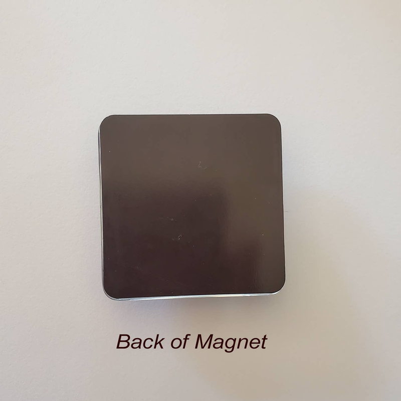 Square acrylic glass magnet back, plain dark brown surface