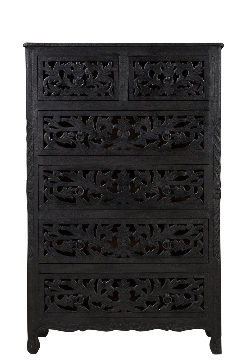 35" Black Solid Wood Six Drawer Chest Default Title