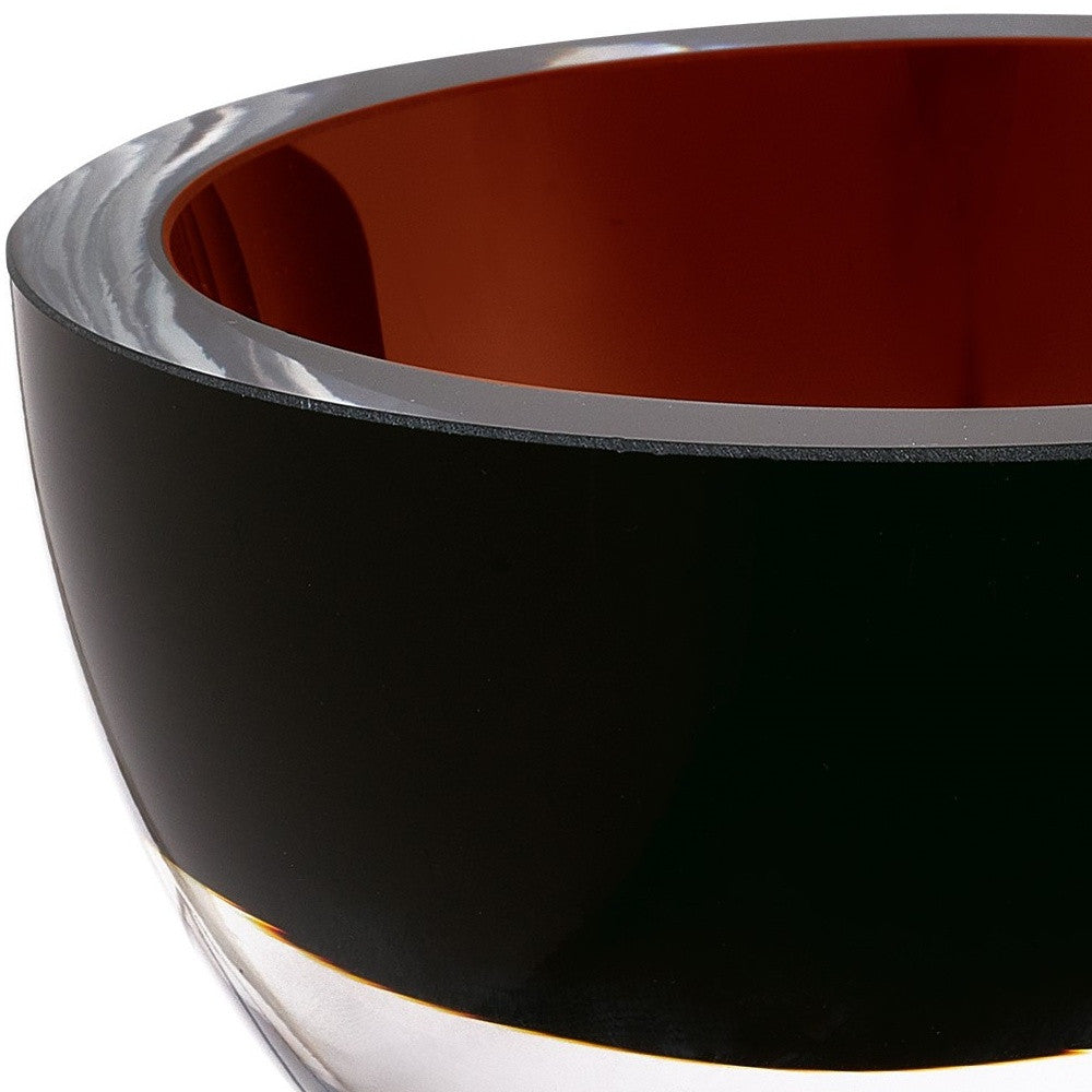 6" Brown Mouth Blown Crystal Thick Walled Bowl - Kitchen & Dining