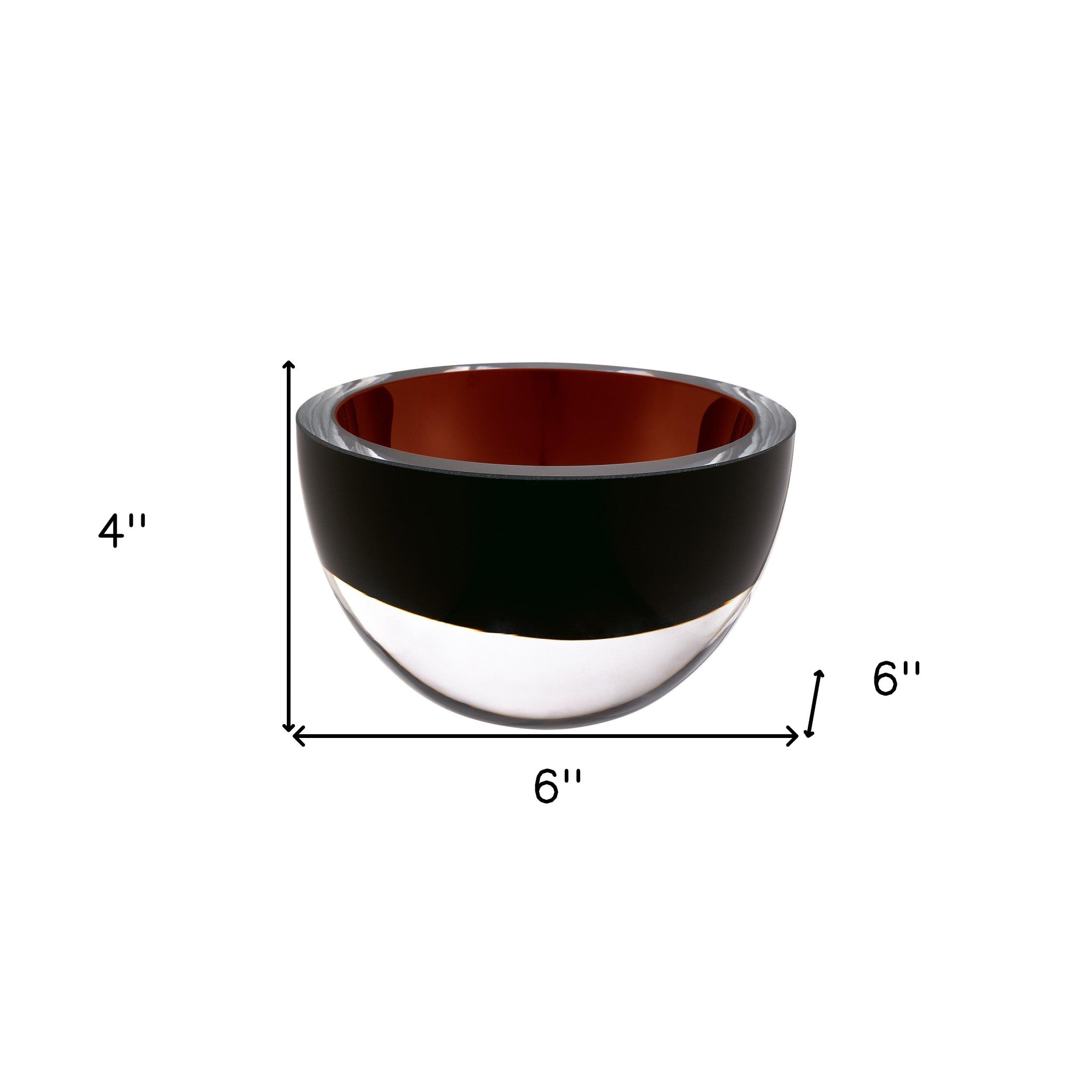 6" Brown Mouth Blown Crystal Thick Walled Bowl - Kitchen & Dining