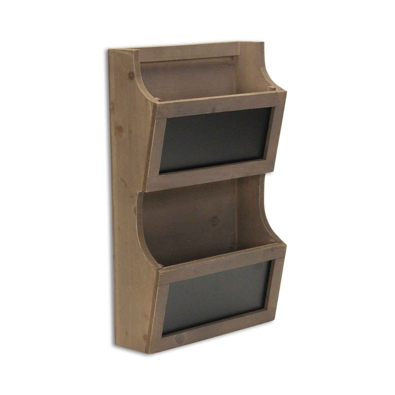 Set of Two Brown Solid Wood File Organizer