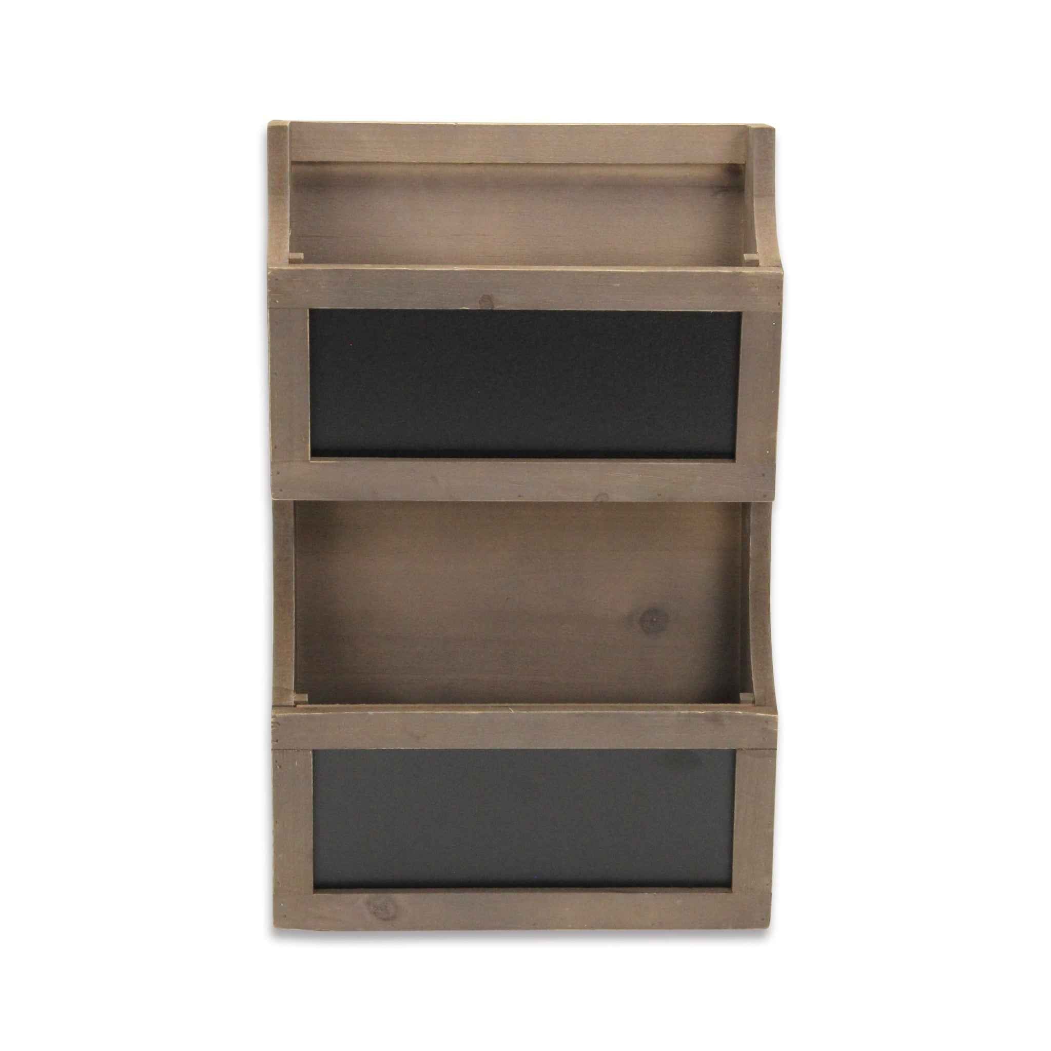 Set of Two Brown Solid Wood File Organizer