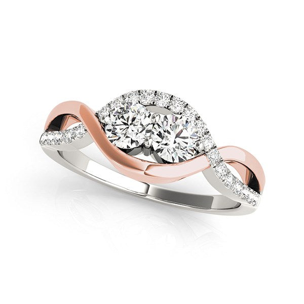 14k White And Rose Gold Infinity Style Two Stone Diamond Ring (5/8 cttw) - 3 - Jewelry
