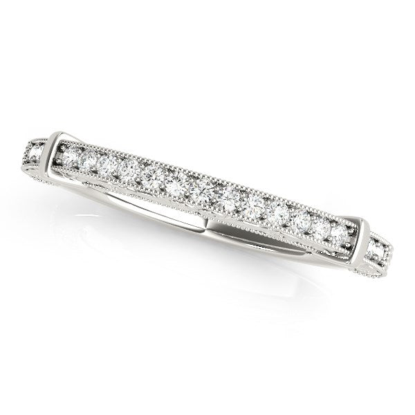 14k White Gold Bead Border Modern Wedding Band (1/8 cttw) - 3 - Jewelry