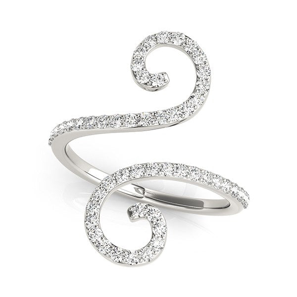 14k White Gold Diamond Open Flourish Style Ring (1/2 cttw) - 3 - Jewelry