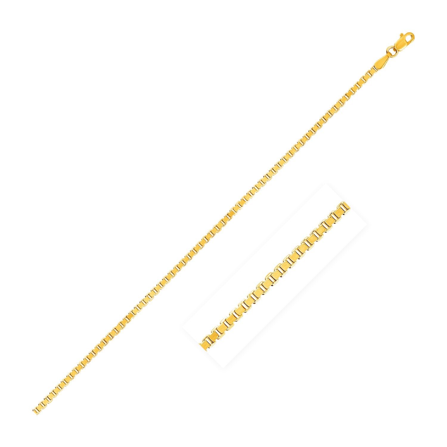 2.0mm 14k Yellow Gold Semi Solid Box Chain - 22" - Jewelry