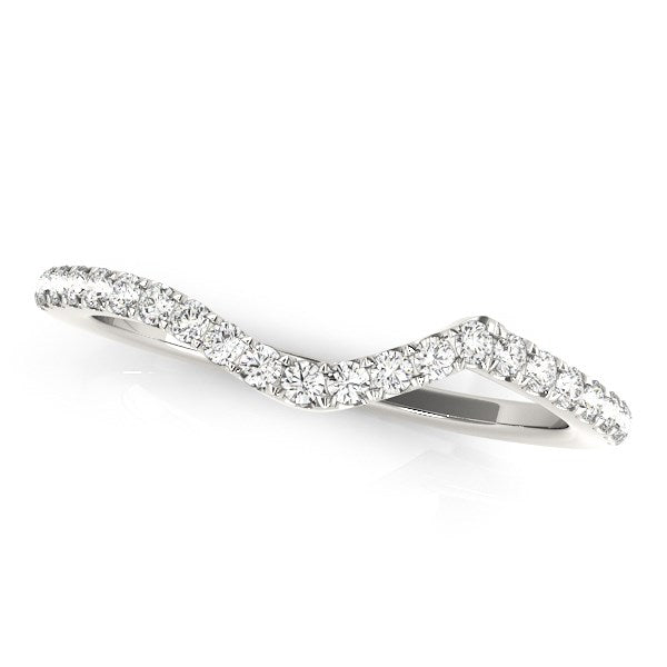 14k White Gold Modern Curved Diamond Wedding Band (1/6 cttw) - 3 - Jewelry