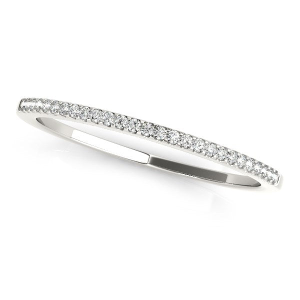 14k White Gold Slim Round Pave Set Wedding Band (1/10 cttw) - 3 - Jewelry