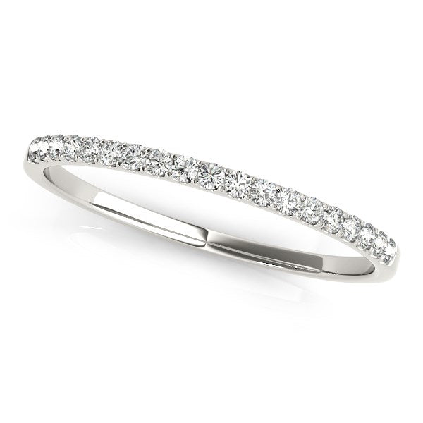 14k White Gold Pave Set Style Round Diamond Wedding Ring (1/8 cttw) - 3 - Jewelry