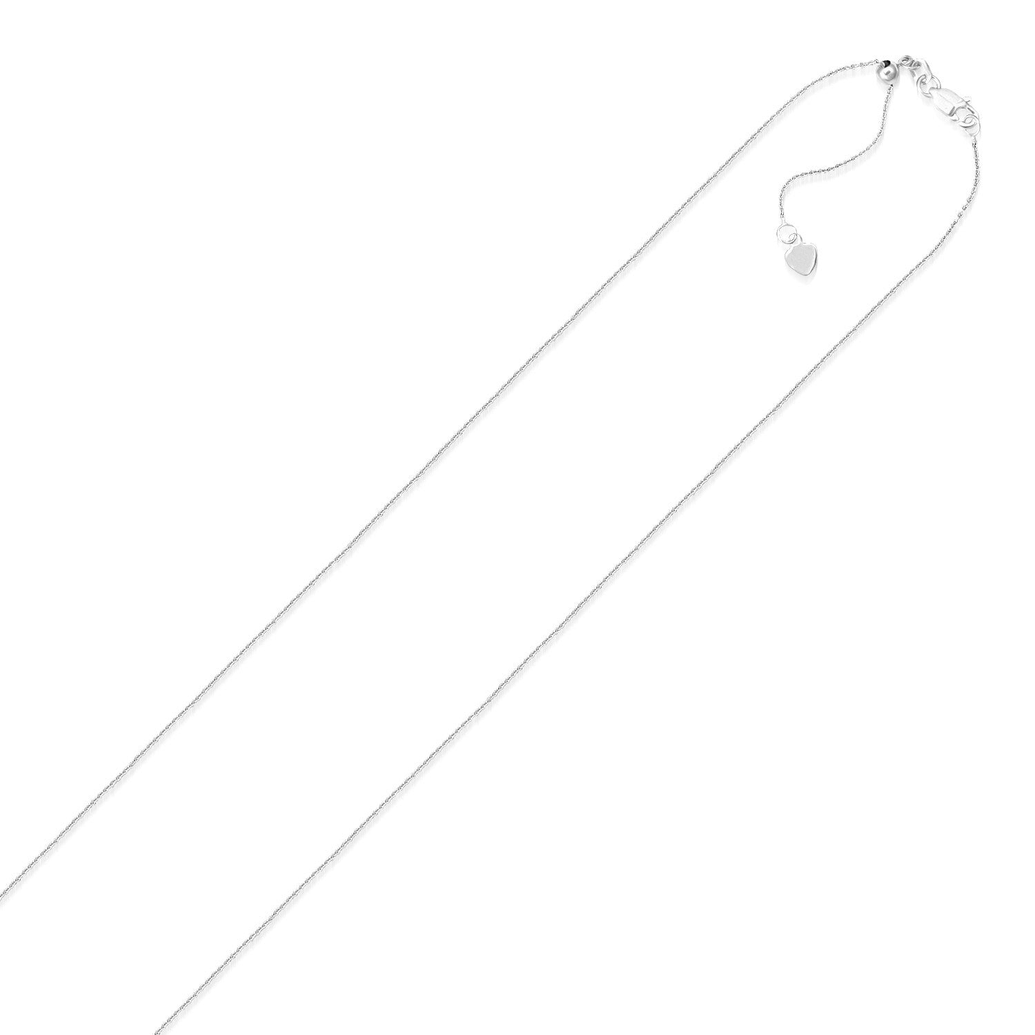 14k White Gold Adjustable Cable Chain 0.9mm - 22" - Jewelry