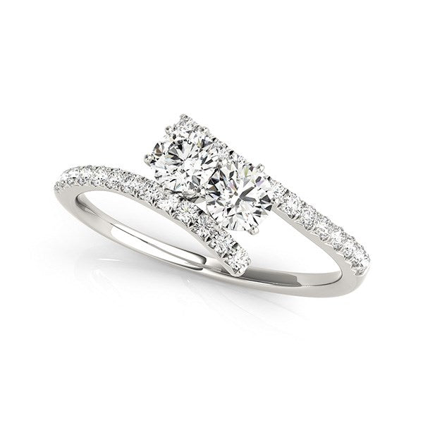 Two Stone Bypass Diamond Ring in 14k White Gold (3/4 cttw) - 3 - Jewelry