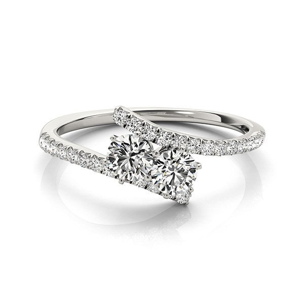 Two Stone Bypass Diamond Ring in 14k White Gold (3/4 cttw) - 3 - Jewelry