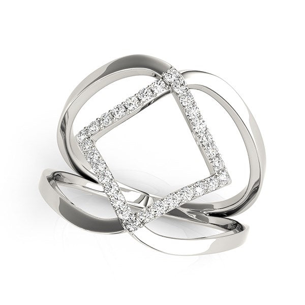 14k White Gold Interlaced Design Diamond Ring (1/5 cttw) - 3 - Jewelry