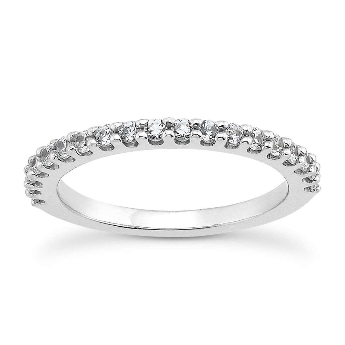 14k White Gold Shared Prong Diamond Wedding Ring Band with U Settings - 4 - Jewelry