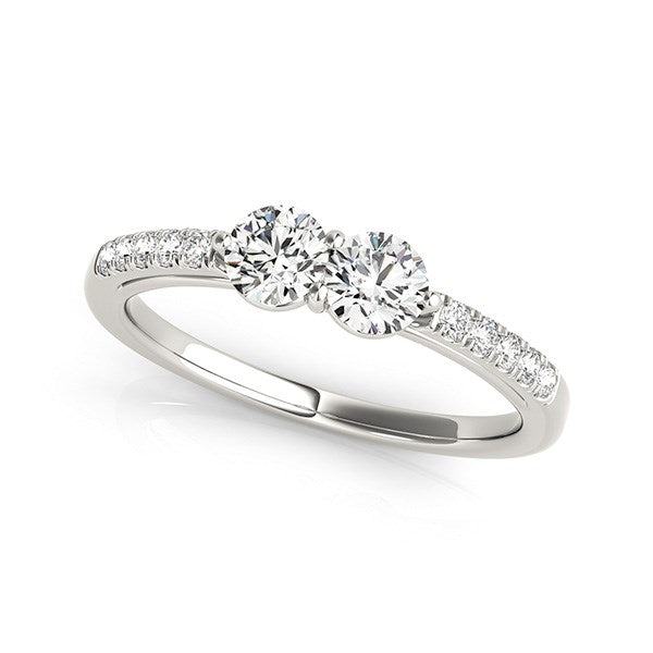 14k White Gold Two Stone Round Diamond Ring (5/8 cttw) - 3 - Jewelry