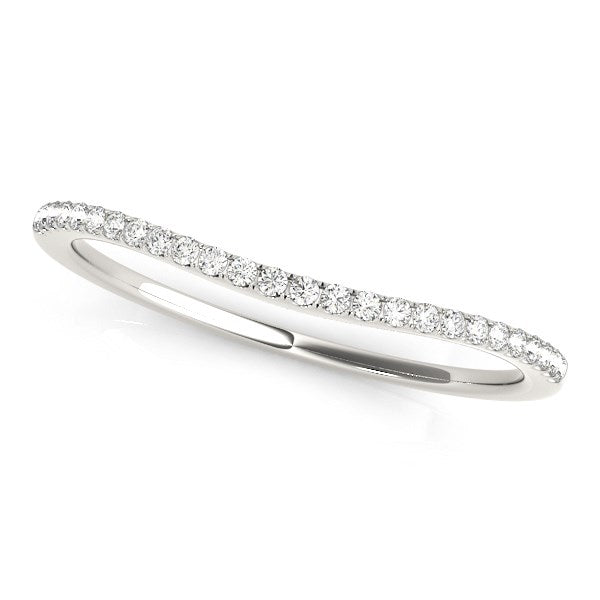 14k White Gold Pave Style Setting Curved Diamond Wedding Band (1/10 cttw) - 3 - Jewelry