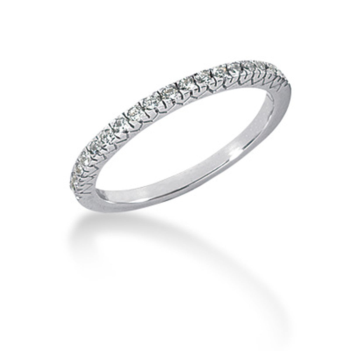 14k White Gold Engraved Fishtail V Pave Diamond Wedding Ring Band - 4 - Jewelry