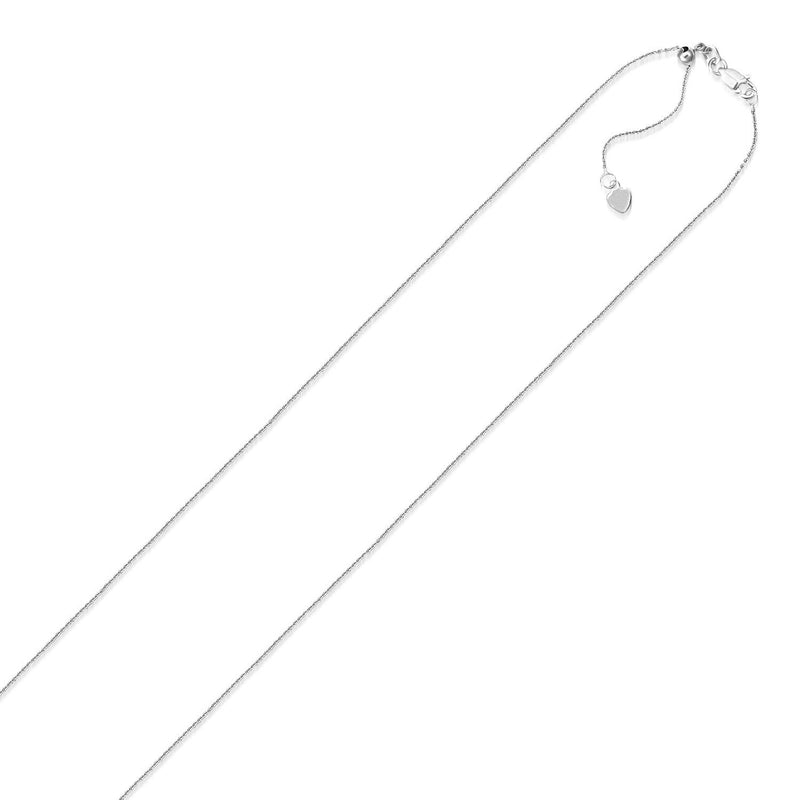 10k White Gold Adjustable Cable Chain 0.9mm 22"