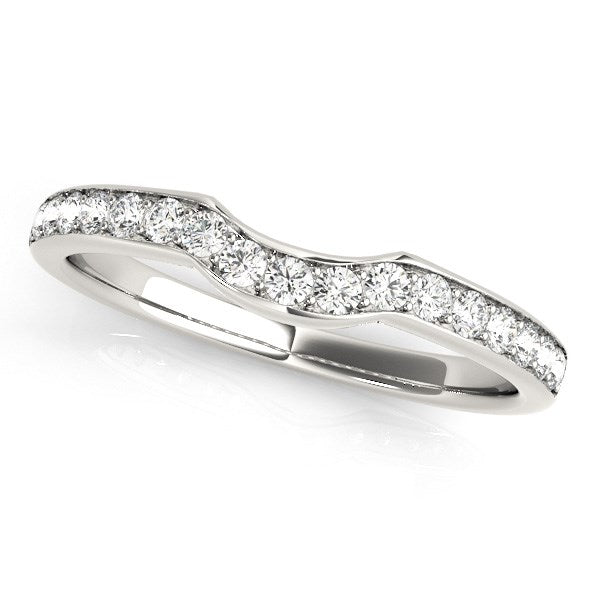 14k White Gold Curved Style Diamond Wedding Ring (1/4 cttw) - 3 - Jewelry