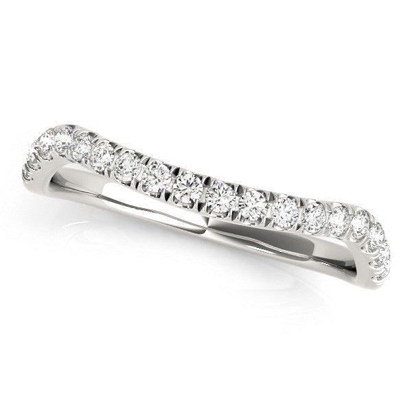 14k White Gold Curved Design Diamond Wedding Band (1/4 cttw) - 3 - Jewelry
