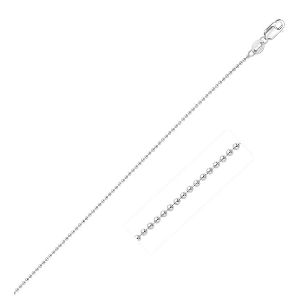 14k White Gold Bead Chain 1.0mm - 16" - Jewelry