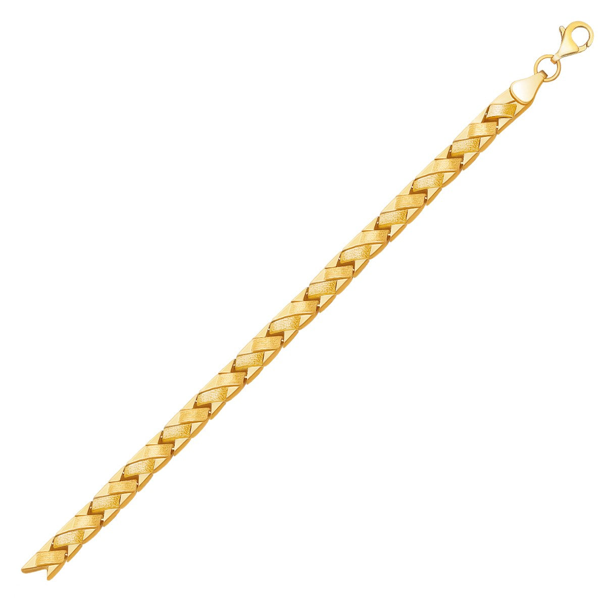 14k Yellow Gold Fancy Basket Weave Line Bracelet - 7.25" - Jewelry