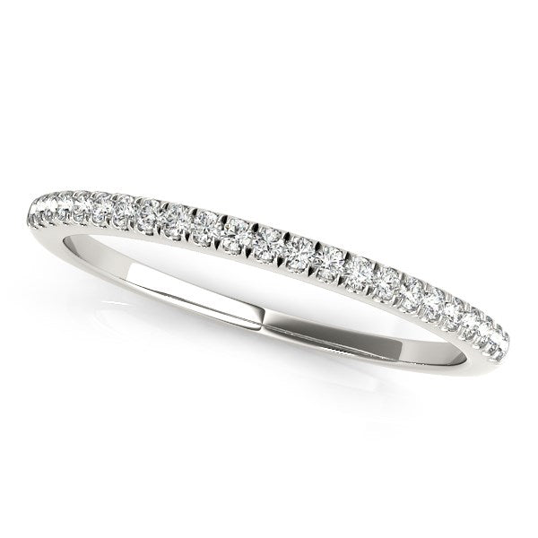 14k White Gold Diamond Pave Set Wedding Band (1/8 cttw) - 3 - Jewelry