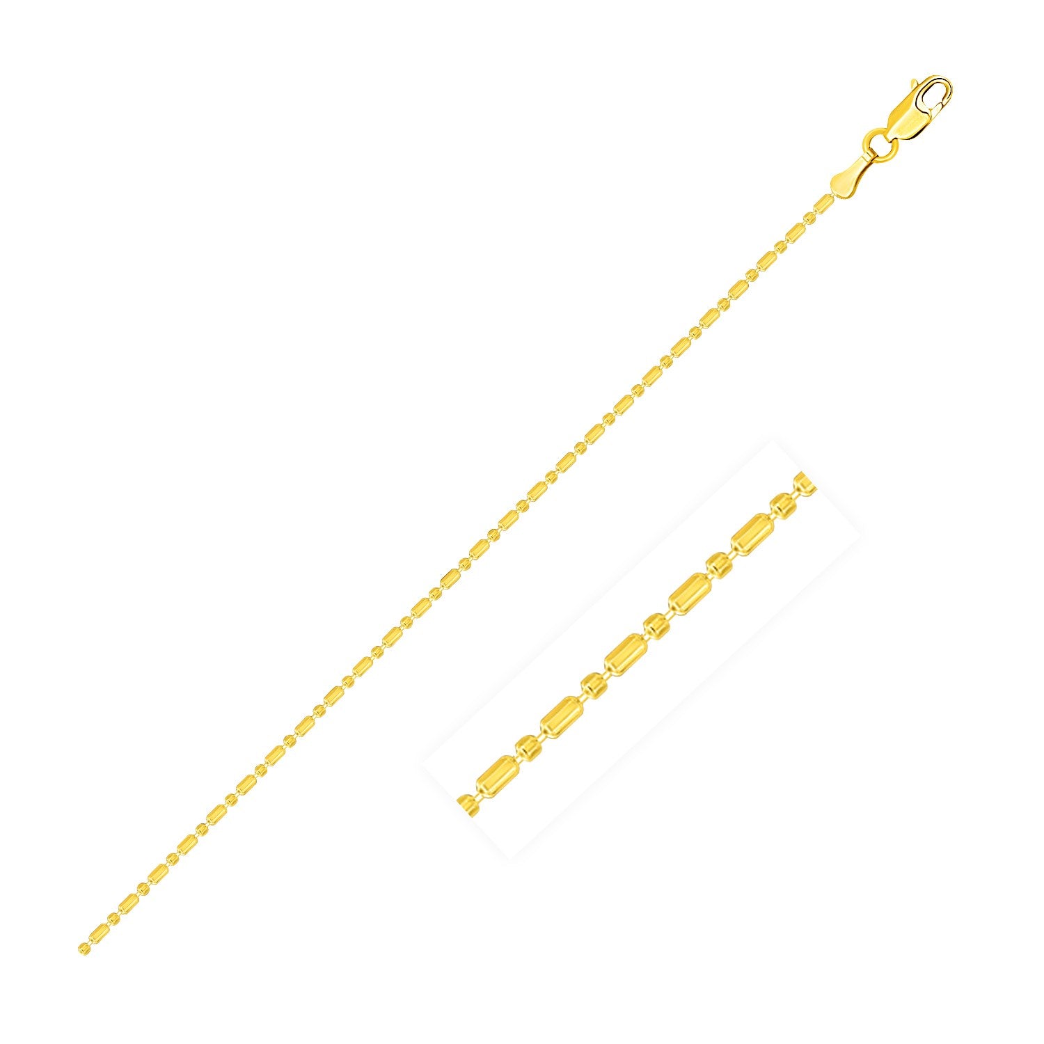 14k Yellow Gold Diamond-Cut Bead Chain 1.0mm - 16" - Jewelry