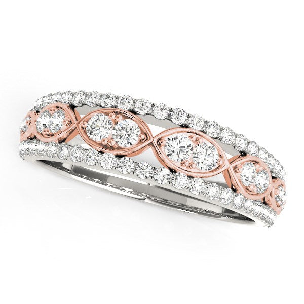 14k White And Rose Gold Doulbe Diamond Infinity Design Band (3/8 cttw) - 3 - Jewelry