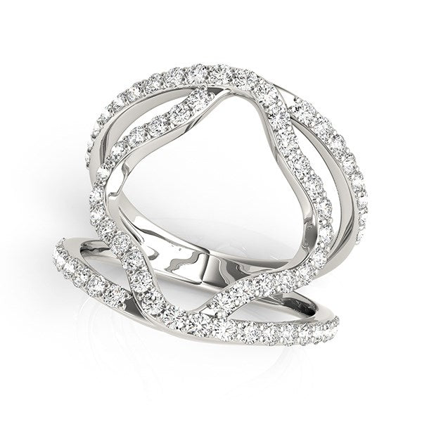 14k White Gold Diamond Flower Style Dual Band Ring (5/8 cttw) - 3 - Jewelry
