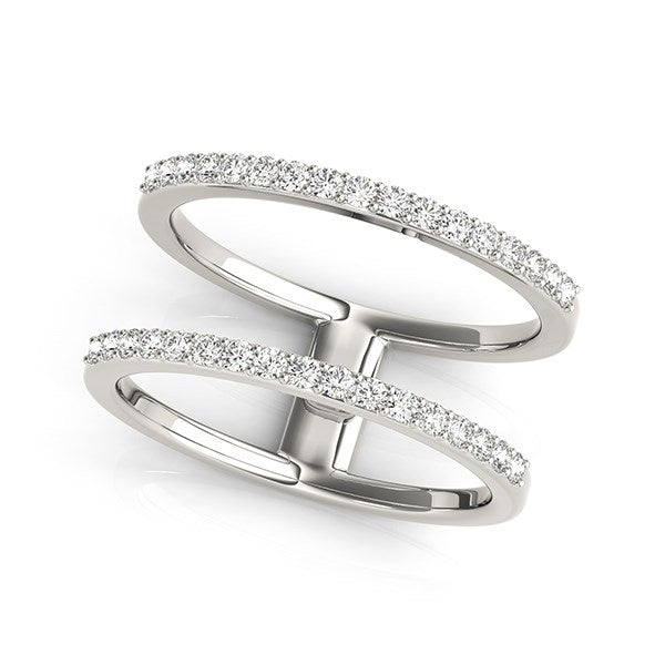 14k White Gold Dual Band Design Ring with Diamonds (1/3 cttw) - 3 - Jewelry