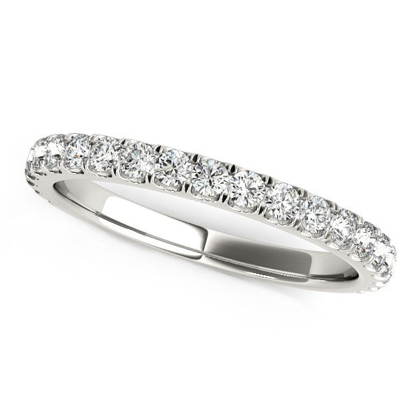 14k White Gold Round Pave Setting Diamond Wedding Band (3/8 cttw) - 3 - Jewelry