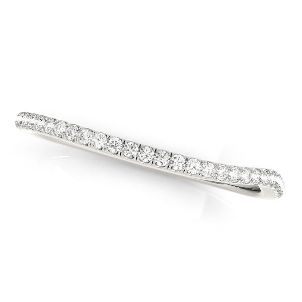 14k White Gold Slim Curved Diamond Wedding Ring (1/10 cttw) - 3 - Jewelry