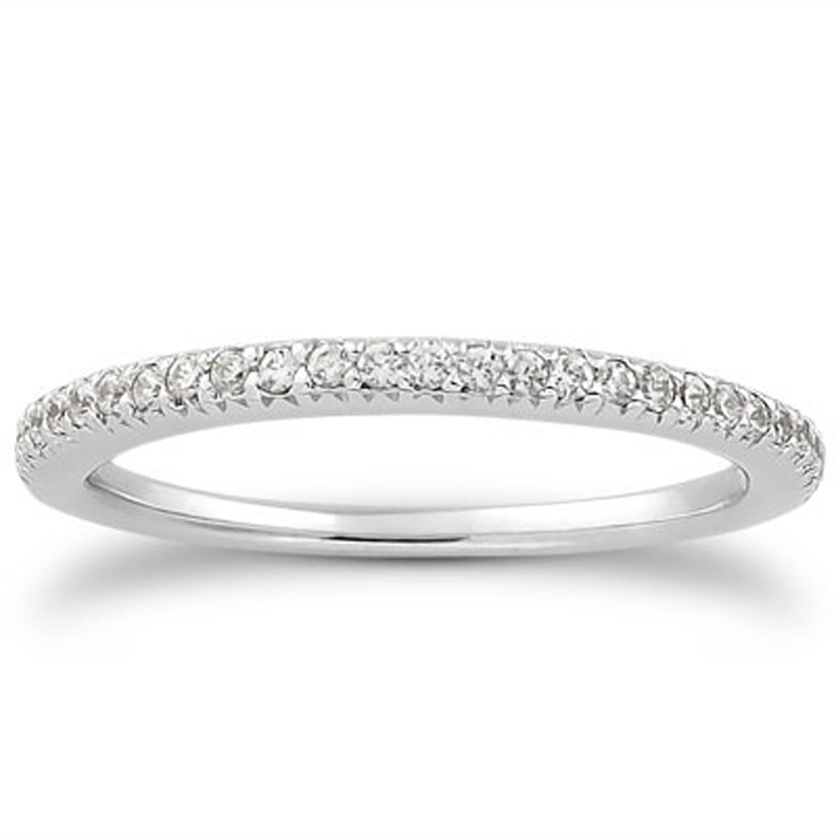 14k White Gold Fancy Engraved Pave Diamond Wedding Ring Band - 4 - Jewelry