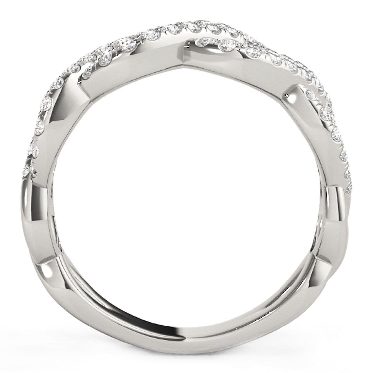 Diamond Studded Interlocking Waves Ring in 14k White Gold (5/8 cttw) - 3 - Jewelry