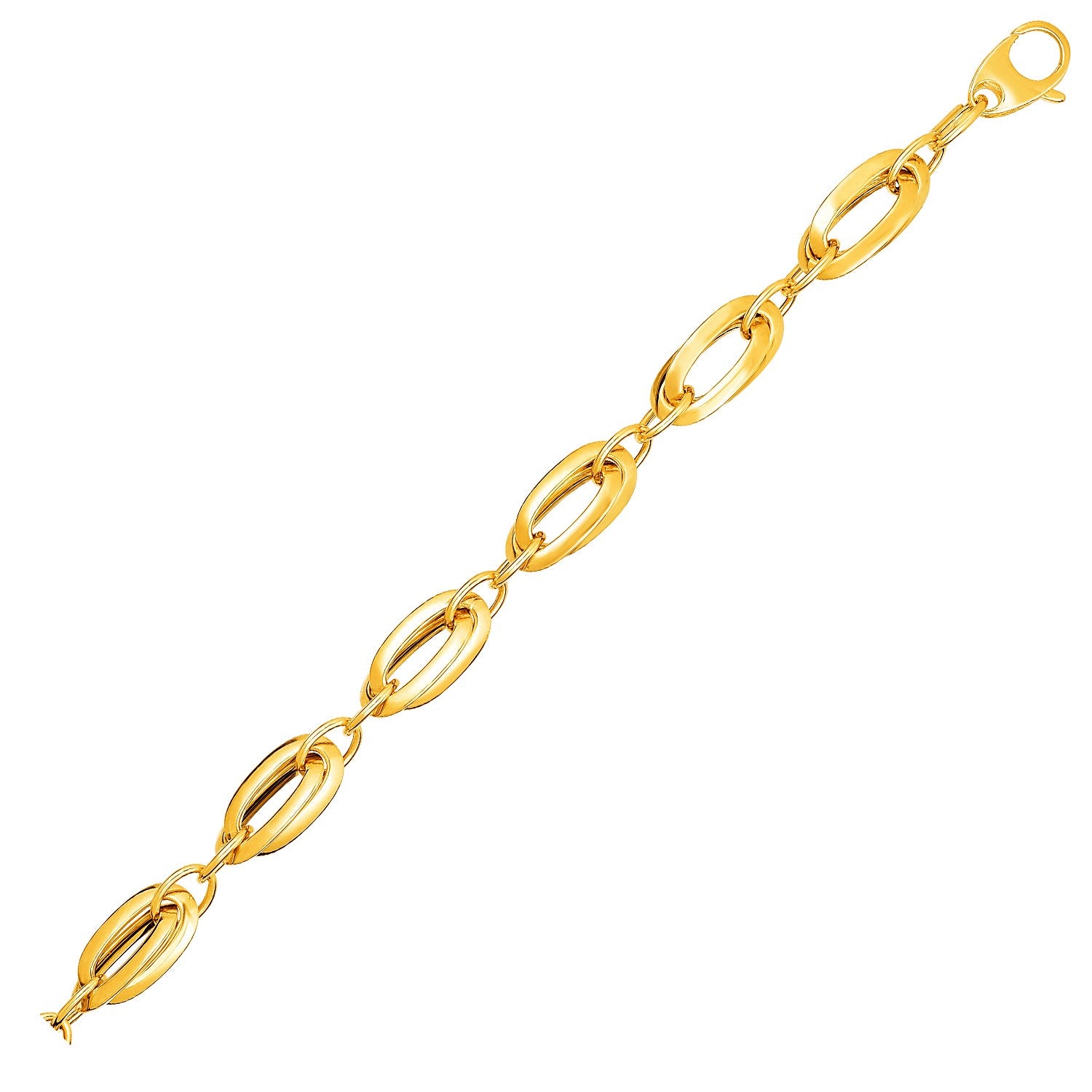14k Yellow Gold Bracelet with Long Double Oval Links - 7.5" - Jewelry