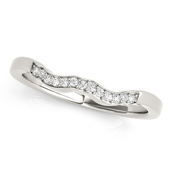 14k White Gold Wavy Style Diamond Wedding Ring (1/15 cttw) - 3 - Jewelry