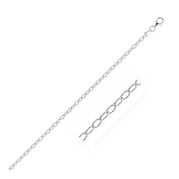 Rhodium Plated 2.5mm Sterling Silver Rolo Style Chain - 16" - Jewelry