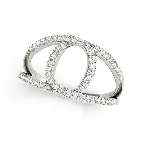14k White Gold Diamond Loop Style Dual Band Ring (1/2 cttw) - 3 - Jewelry